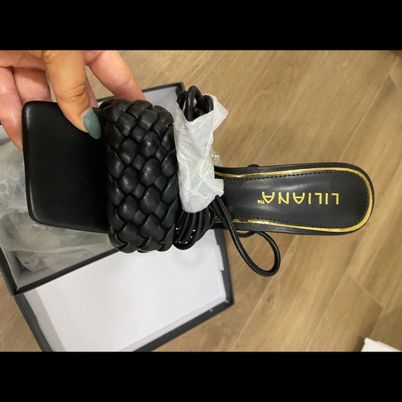 NWT black braided lace up heel sandals - Picture 5 of 7